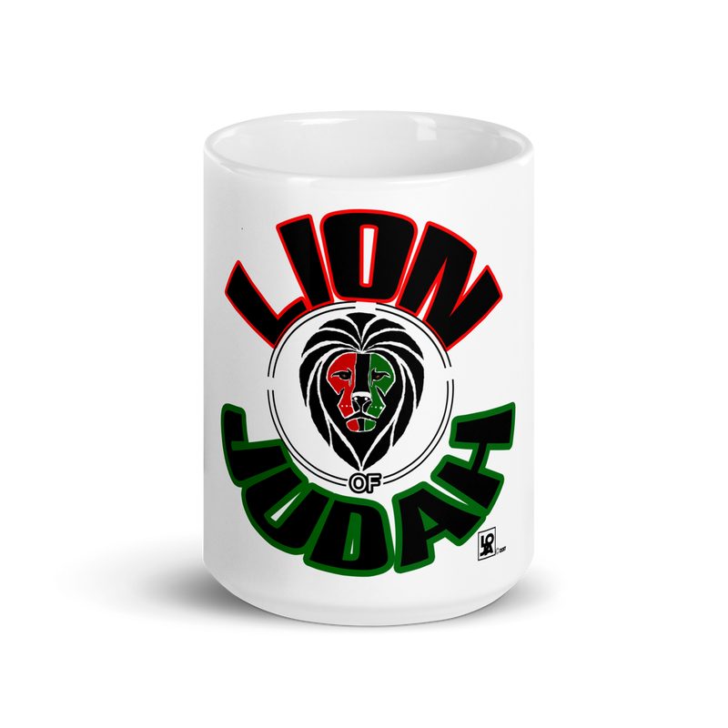 Lion Of Judah Design White glossy mug