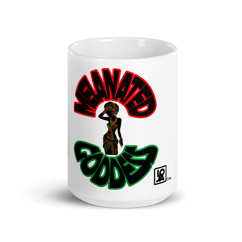 Melanated Goddess White glossy mug