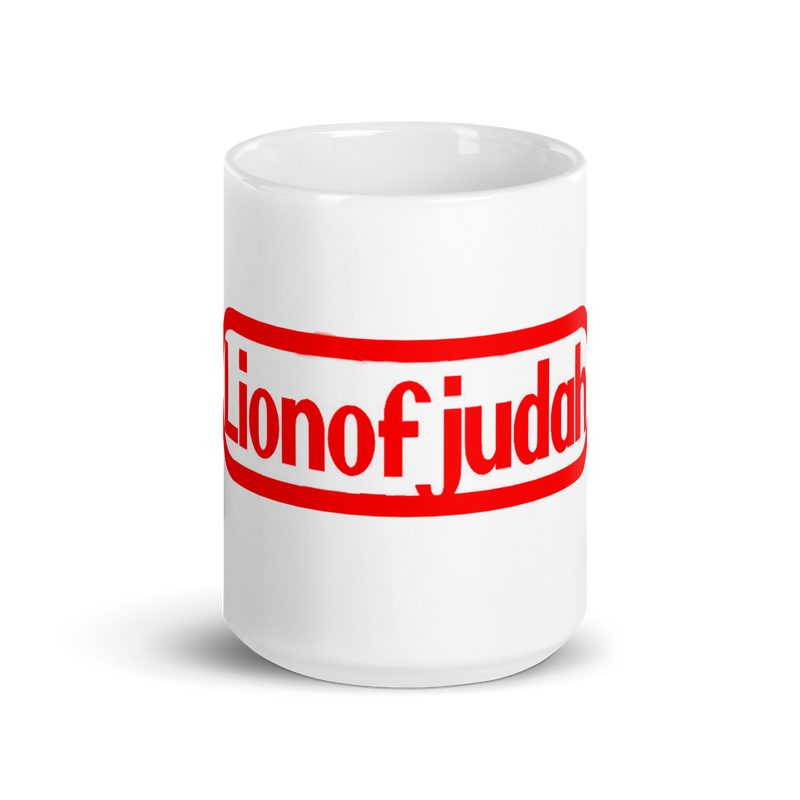 Lion Of Judah Nintendo Word Play Spinoff Design White glossy mug