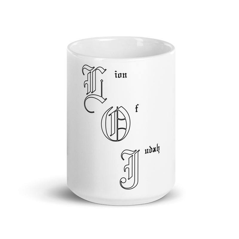 Lion Of Judah letters White glossy mug