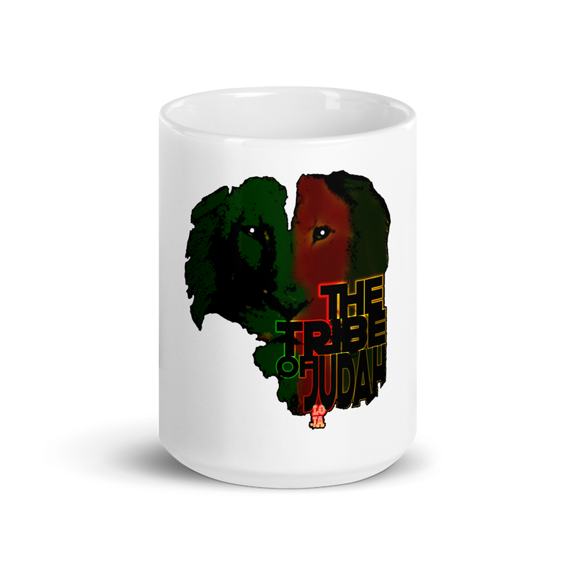 The Tribe Of Judah Lion White glossy mug