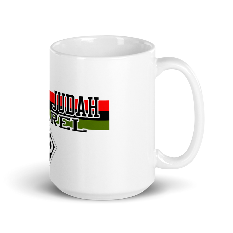 Lion Of Judah Apparel Branding Tag White glossy mug
