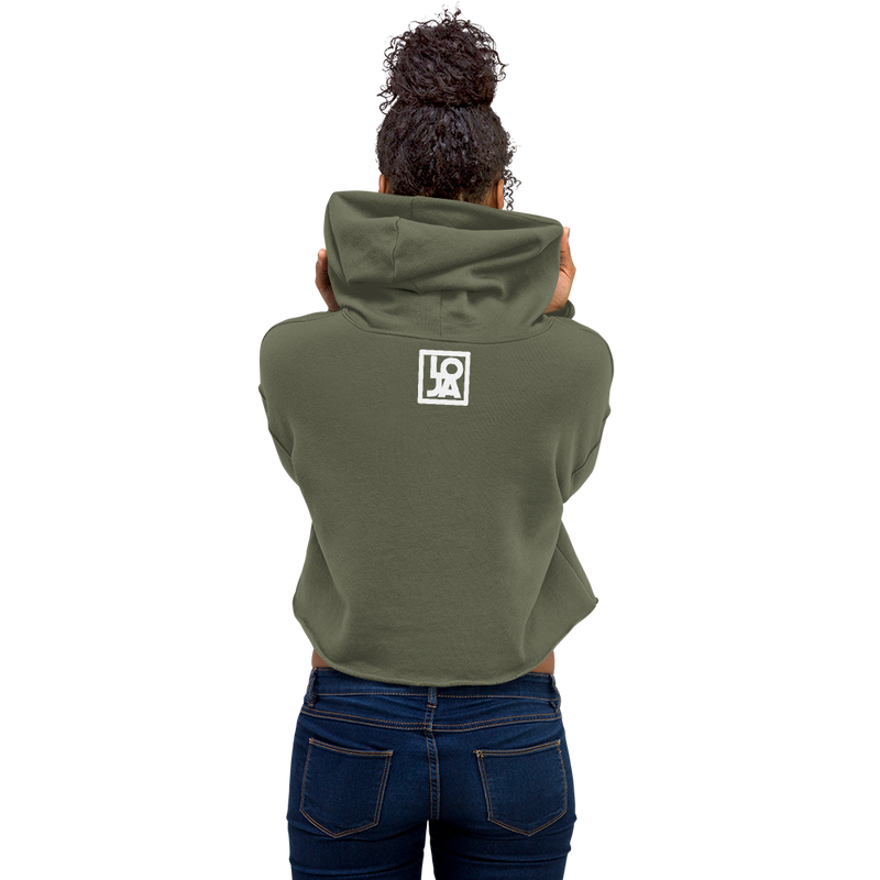 Lion Of Judah Apparel White Logo Crop Hoodie