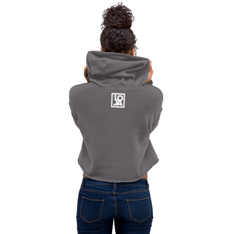 Lion Of Judah Apparel White Logo Crop Hoodie
