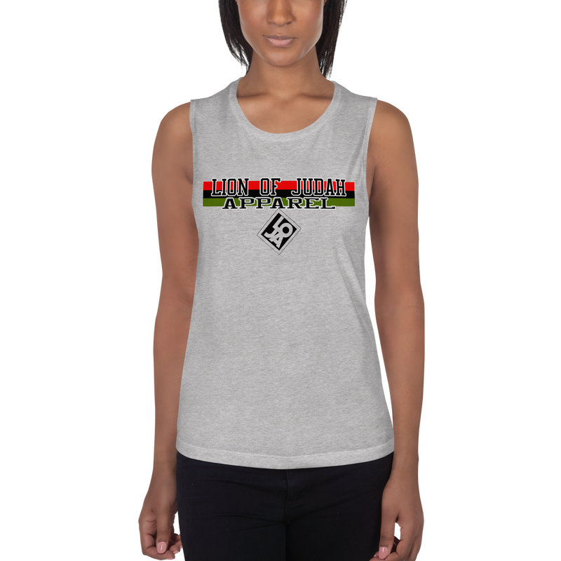 Lion Of Judah Apparel (R.B.G) Red Black Green Design Brand Ladies’ Muscle Tank