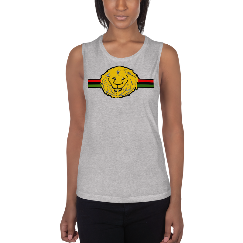 Lion Of Judah (R.B.G) Red Black Green Design Ladies’ Muscle Tank