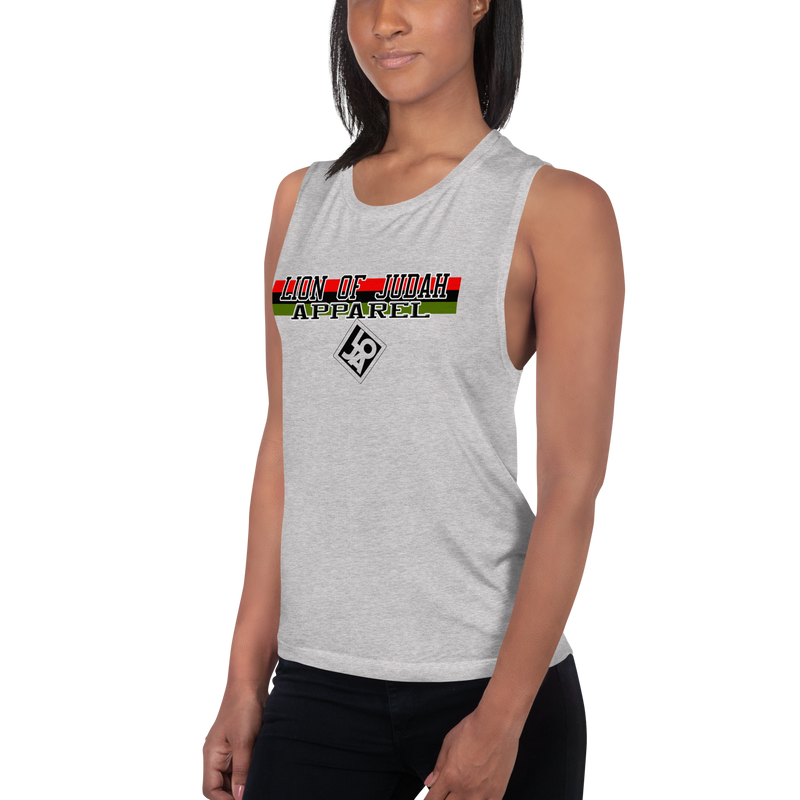 Lion Of Judah Apparel (R.B.G) Red Black Green Design Brand Ladies’ Muscle Tank