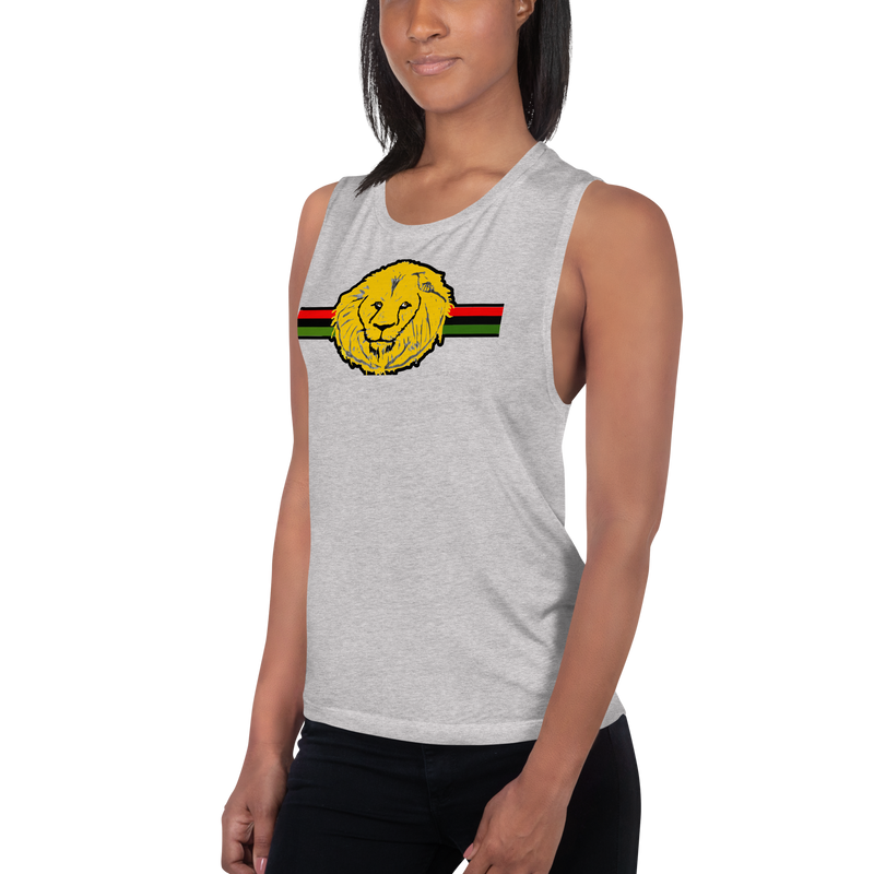Lion Of Judah (R.B.G) Red Black Green Design Ladies’ Muscle Tank