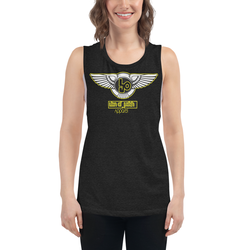 Lion Of Judah Yellow logo Design Ladies’ Muscle Tank