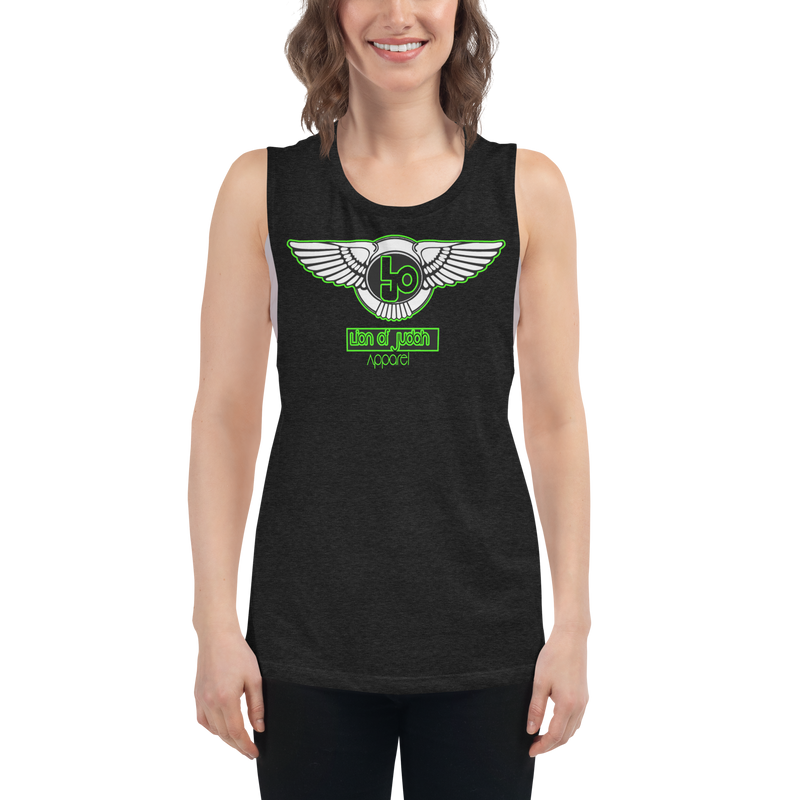 Lion Of Judah Green logo Design Ladies’ Muscle Tank