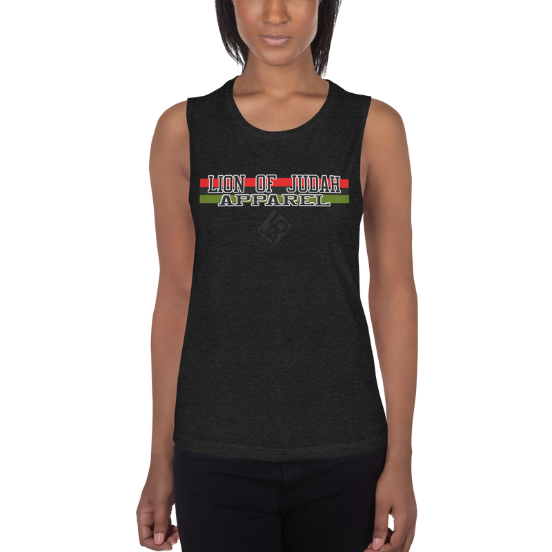 Lion Of Judah Apparel (R.B.G) Red Black Green Design Brand Ladies’ Muscle Tank