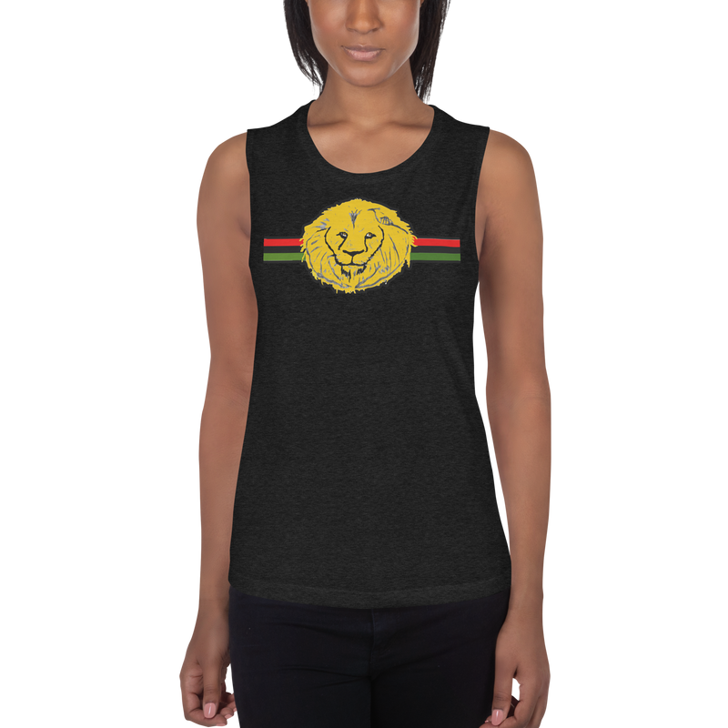 Lion Of Judah (R.B.G) Red Black Green Design Ladies’ Muscle Tank