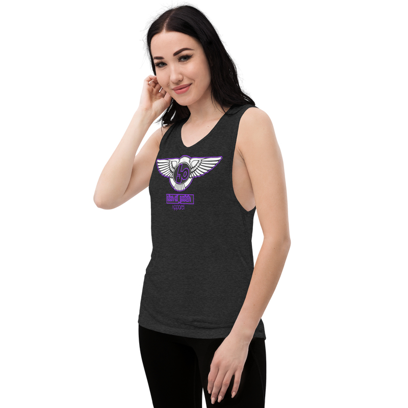 Lion Of Judah Purple logo Design Ladies’ Muscle Tank