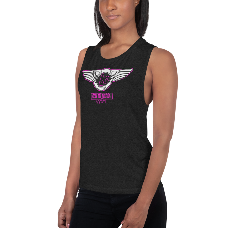 Lion Of Judah Pink logo Design Ladies’ Muscle Tank