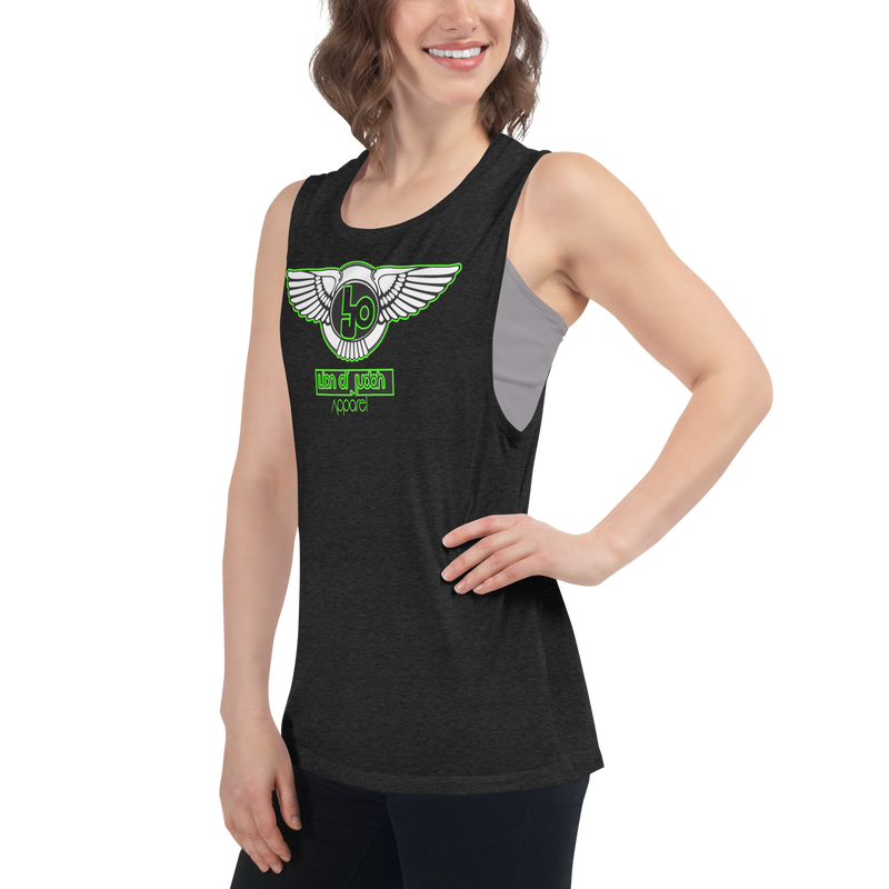Lion Of Judah Green logo Design Ladies’ Muscle Tank