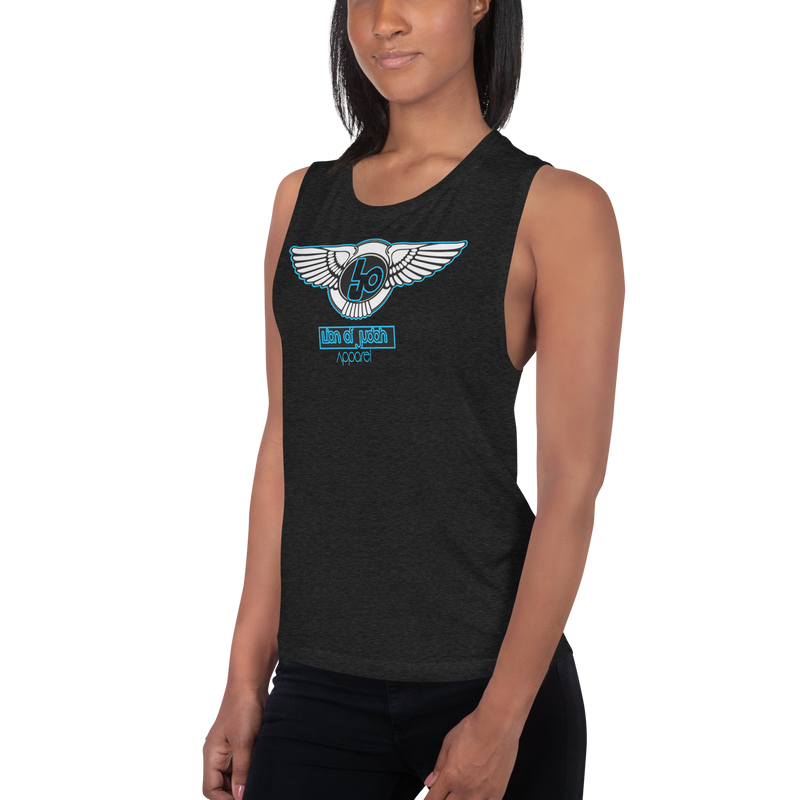 Lion Of Judah Baby Blue logo Design Ladies’ Muscle Tank