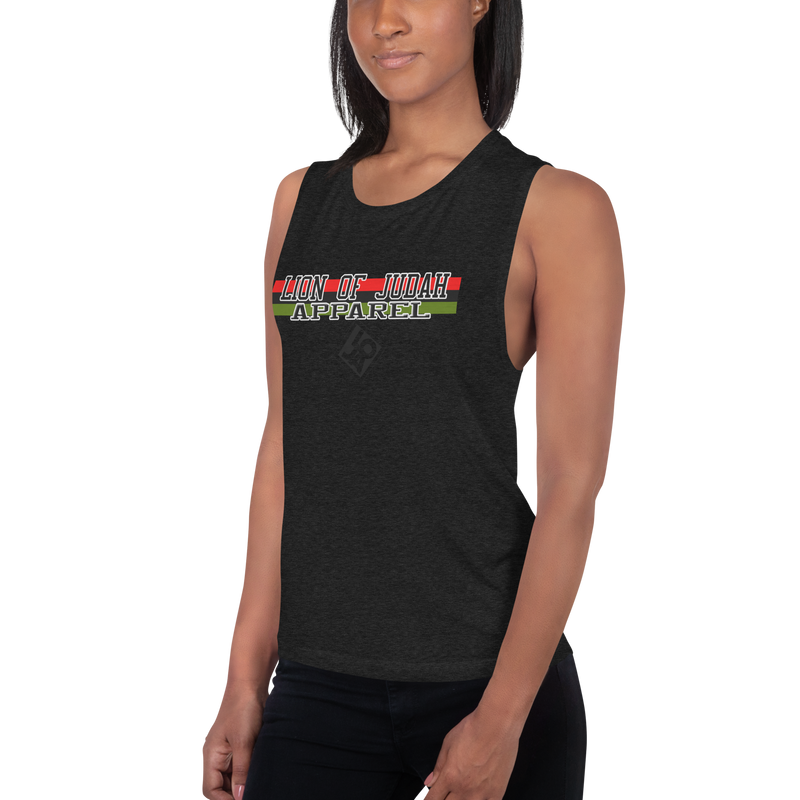 Lion Of Judah Apparel (R.B.G) Red Black Green Design Brand Ladies’ Muscle Tank