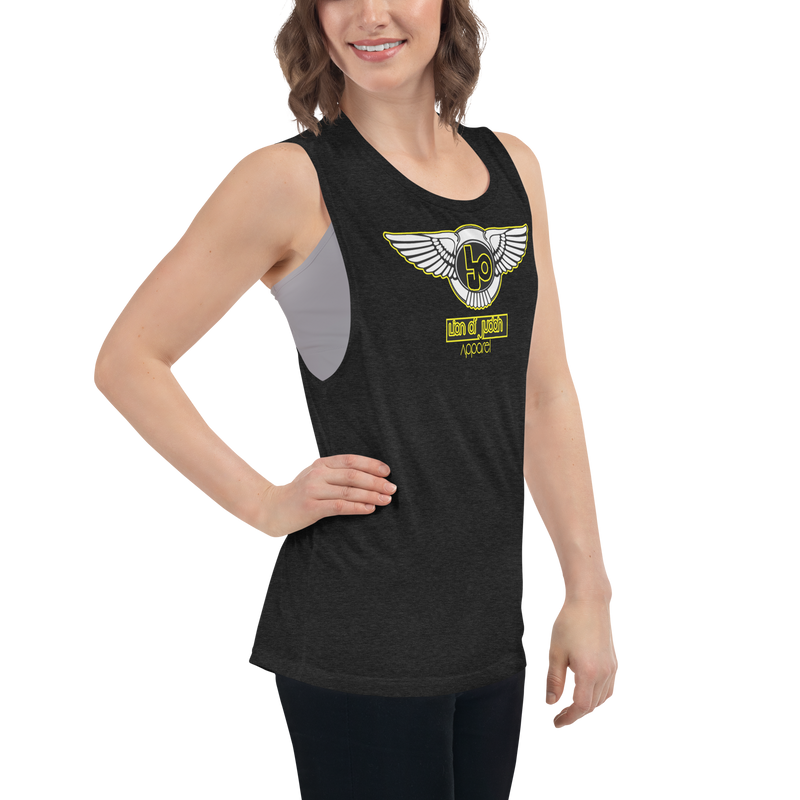 Lion Of Judah Yellow logo Design Ladies’ Muscle Tank