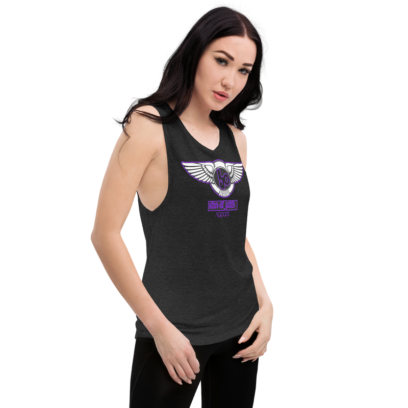 Lion Of Judah Purple logo Design Ladies’ Muscle Tank