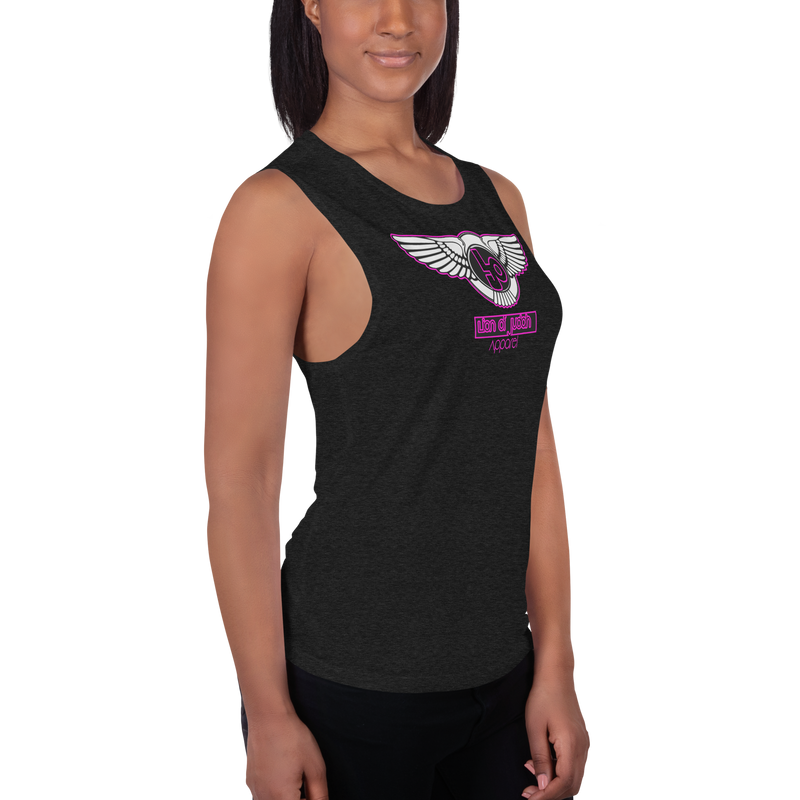 Lion Of Judah Pink logo Design Ladies’ Muscle Tank