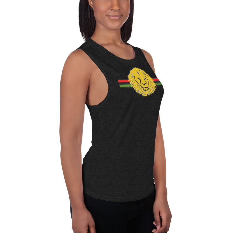 Lion Of Judah (R.B.G) Red Black Green Design Ladies’ Muscle Tank