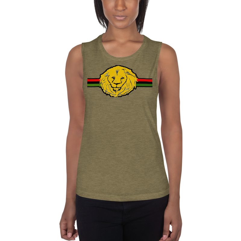 Lion Of Judah (R.B.G) Red Black Green Design Ladies’ Muscle Tank