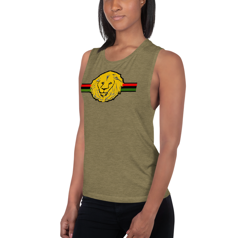 Lion Of Judah (R.B.G) Red Black Green Design Ladies’ Muscle Tank