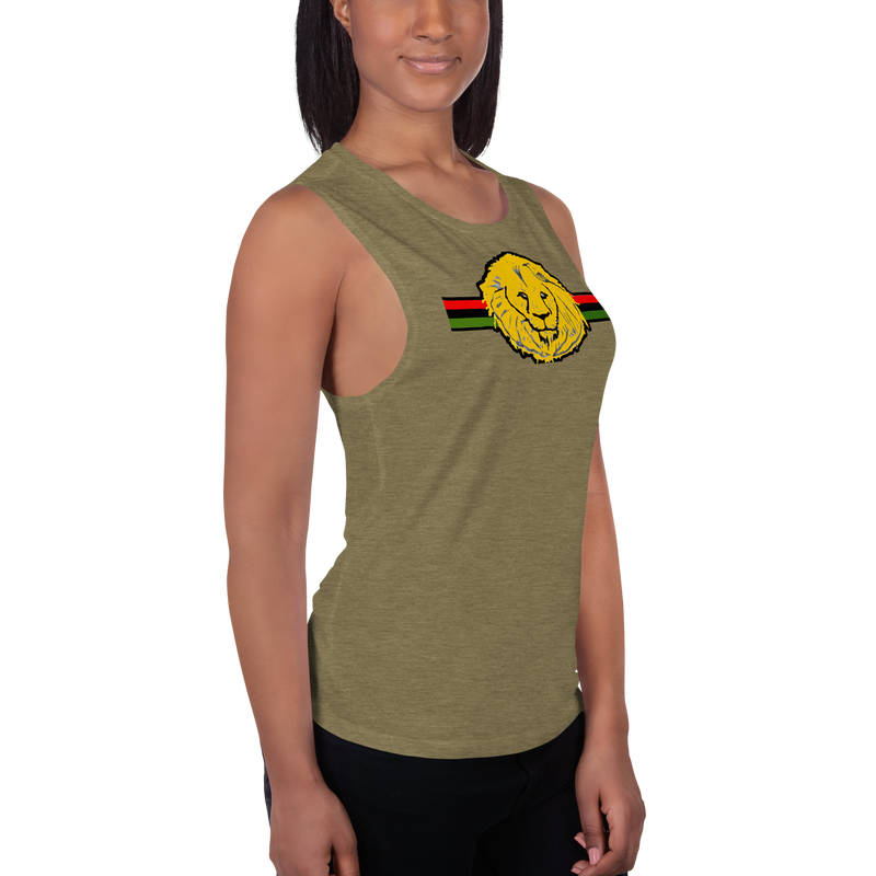 Lion Of Judah (R.B.G) Red Black Green Design Ladies’ Muscle Tank