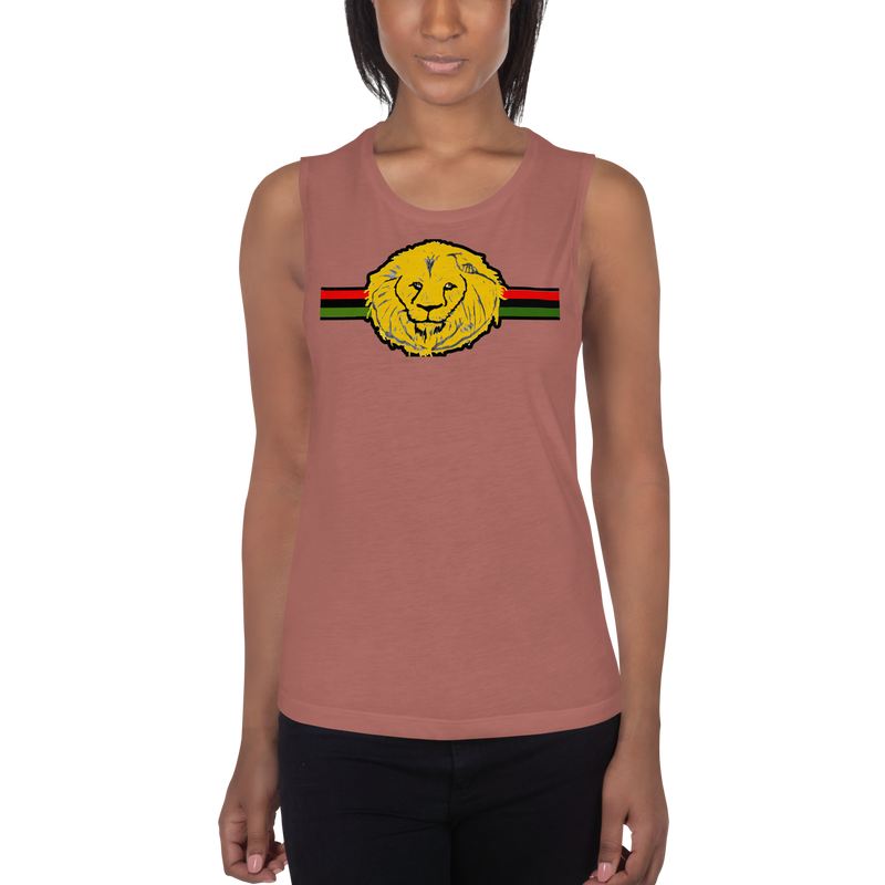 Lion Of Judah (R.B.G) Red Black Green Design Ladies’ Muscle Tank