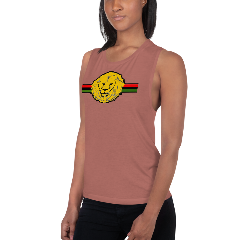 Lion Of Judah (R.B.G) Red Black Green Design Ladies’ Muscle Tank