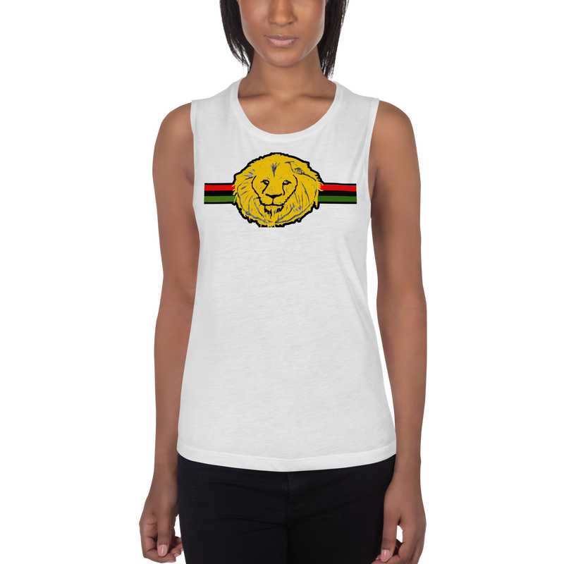 Lion Of Judah (R.B.G) Red Black Green Design Ladies’ Muscle Tank