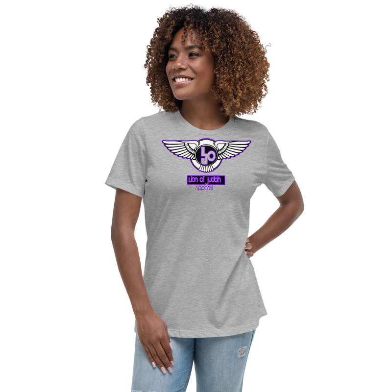 Lion Of Judah Wingz Purple logo Women's Relaxed T-Shirt