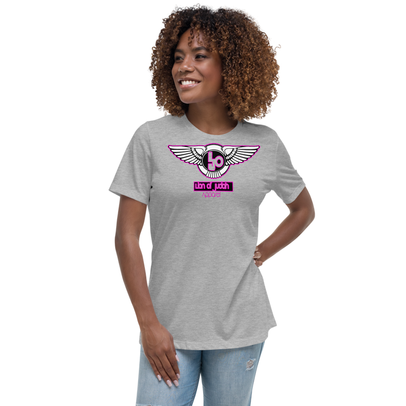 Lion Of Judah Wingz Pink logo Women's Relaxed T-Shirt