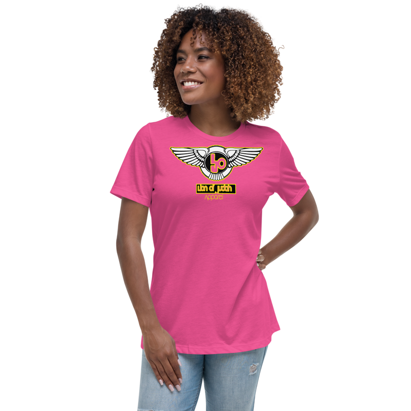 Lion Of Judah Wingz Yellow logo Women's Relaxed T-Shirt