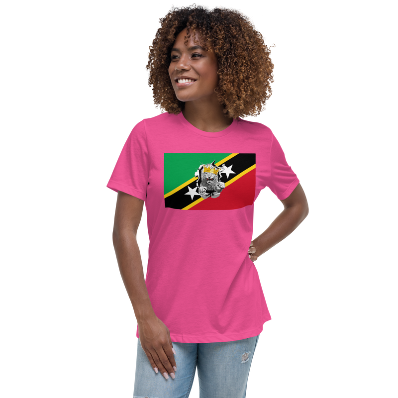 West Indian Lion of Judah St. Kitts And Nevis Flag Women's Relaxed T-Shirt