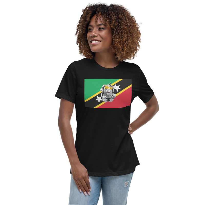 West Indian Lion of Judah St. Kitts And Nevis Flag Women's Relaxed T-Shirt