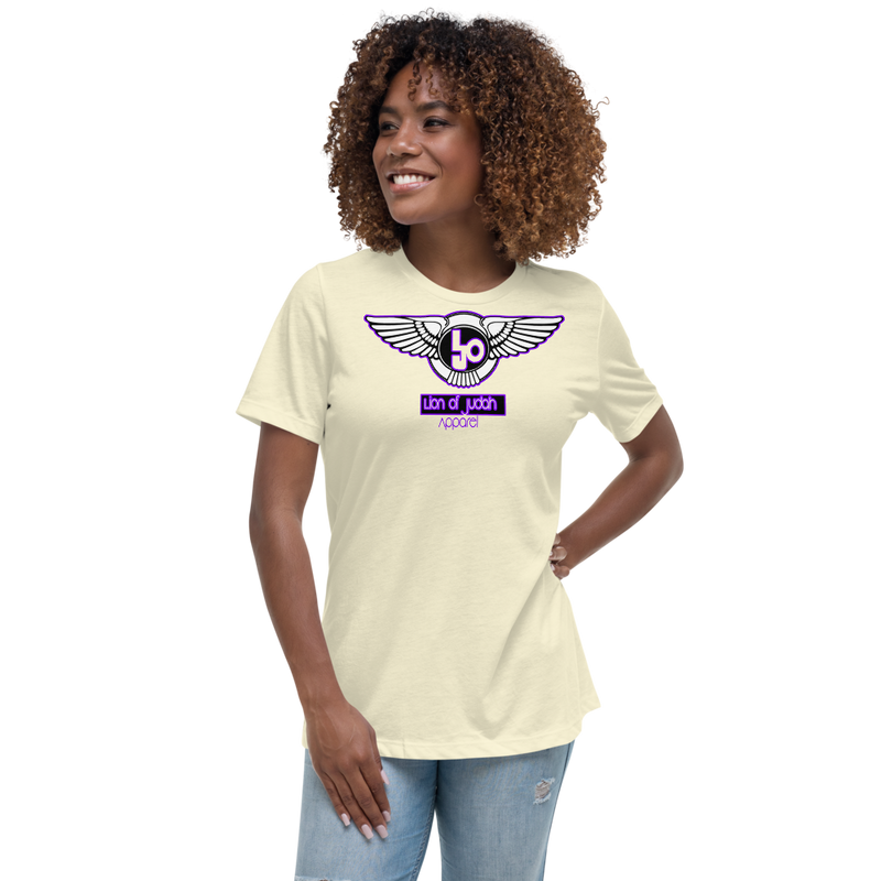 Lion Of Judah Wingz Purple logo Women's Relaxed T-Shirt