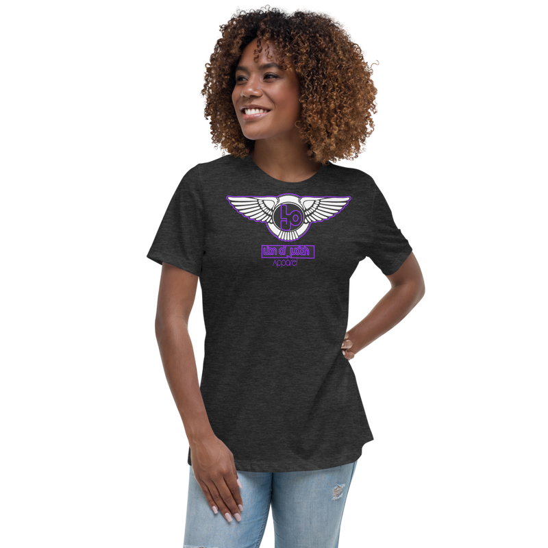 Lion Of Judah Wingz Purple logo Women's Relaxed T-Shirt