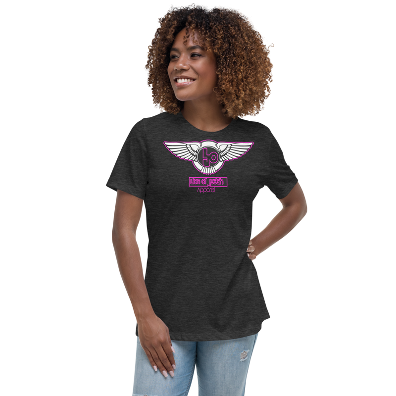 Lion Of Judah Wingz Pink logo Women's Relaxed T-Shirt
