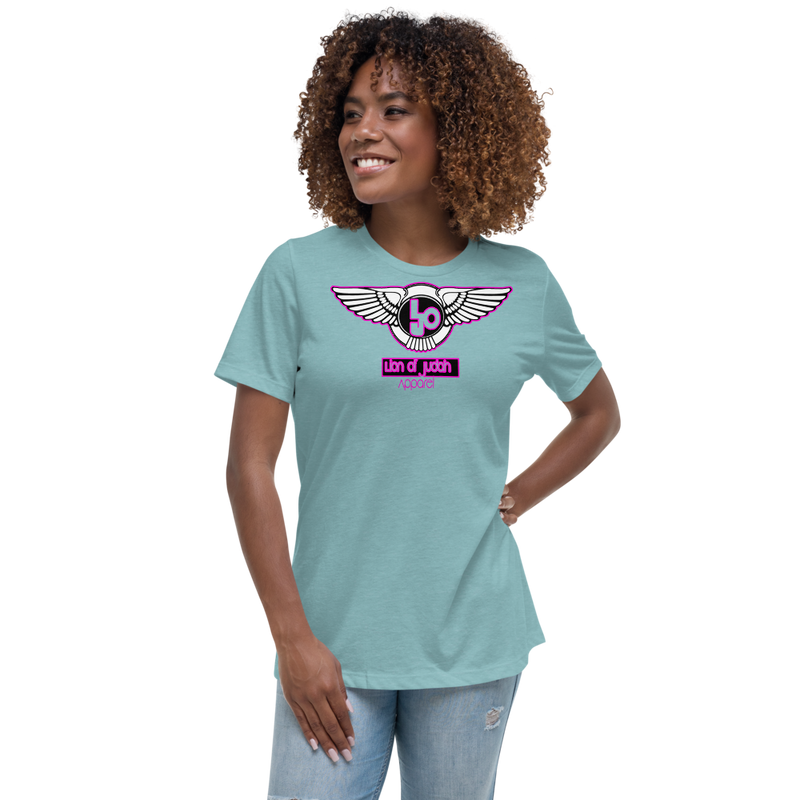 Lion Of Judah Wingz Pink logo Women's Relaxed T-Shirt