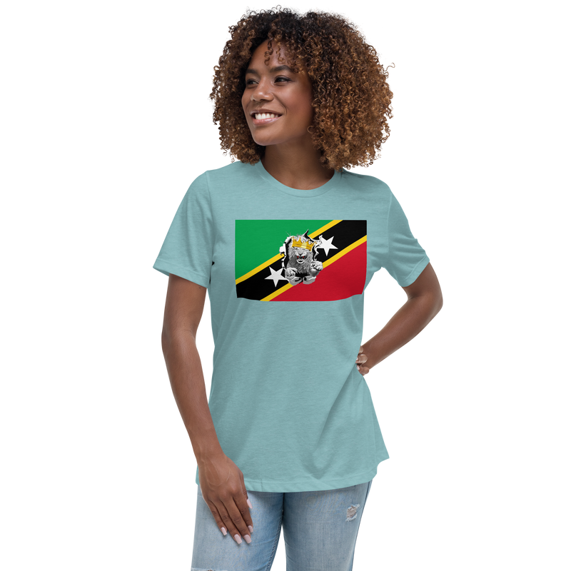 West Indian Lion of Judah St. Kitts And Nevis Flag Women's Relaxed T-Shirt