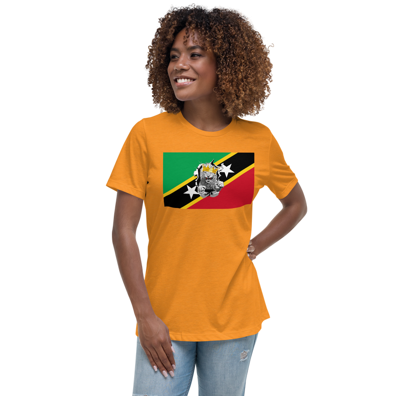 West Indian Lion of Judah St. Kitts And Nevis Flag Women's Relaxed T-Shirt