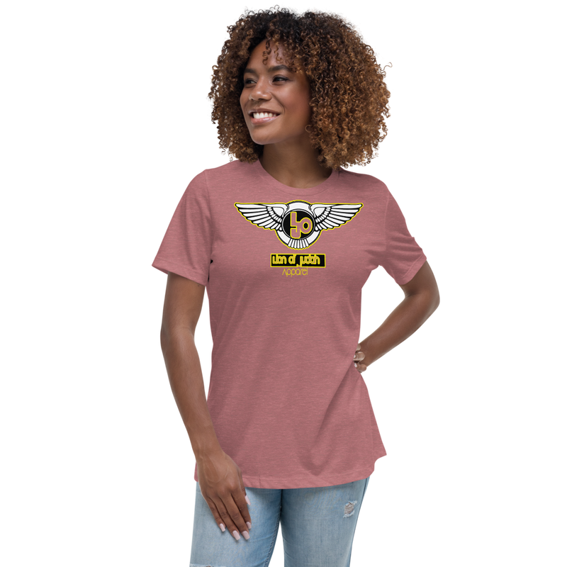 Lion Of Judah Wingz Yellow logo Women's Relaxed T-Shirt