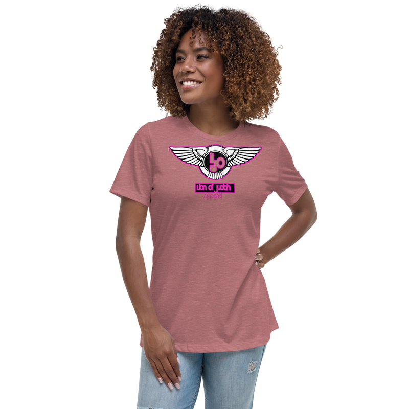 Lion Of Judah Wingz Pink logo Women's Relaxed T-Shirt