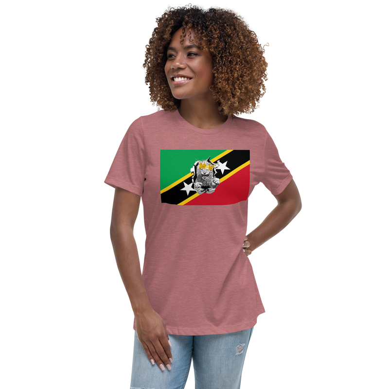 West Indian Lion of Judah St. Kitts And Nevis Flag Women's Relaxed T-Shirt