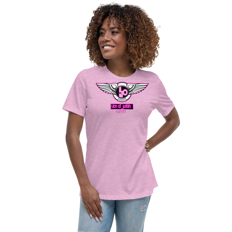 Lion Of Judah Wingz Pink logo Women's Relaxed T-Shirt