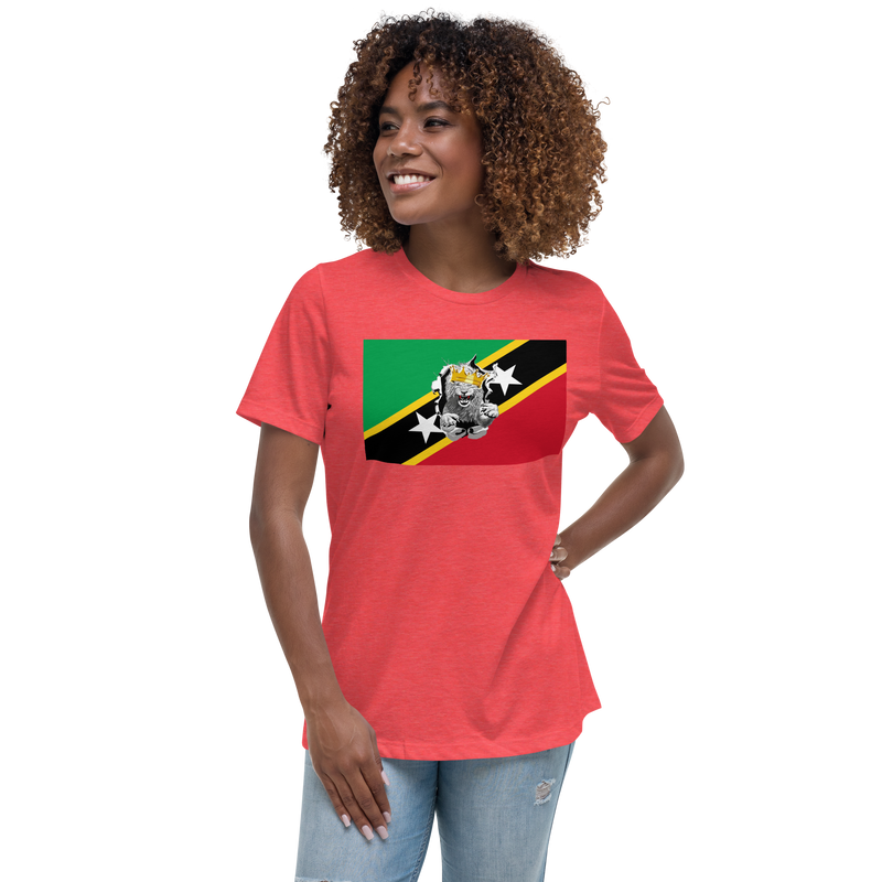 West Indian Lion of Judah St. Kitts And Nevis Flag Women's Relaxed T-Shirt