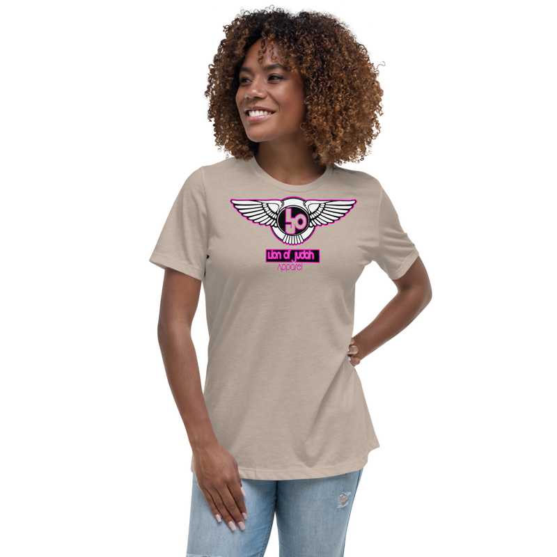 Lion Of Judah Wingz Pink logo Women's Relaxed T-Shirt