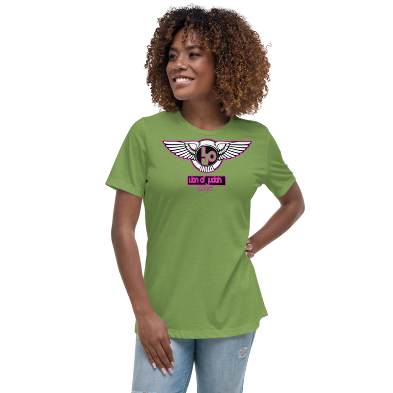 Lion Of Judah Wingz Pink logo Women's Relaxed T-Shirt
