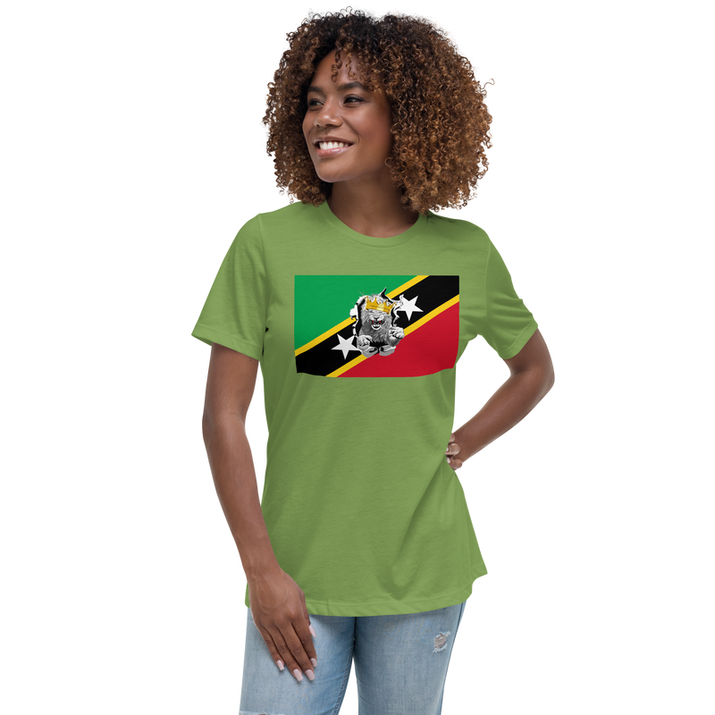 West Indian Lion of Judah St. Kitts And Nevis Flag Women's Relaxed T-Shirt